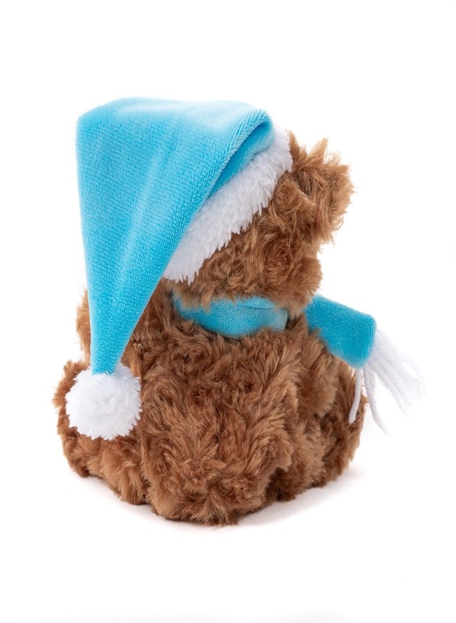 Plushland حامل بطاقات هدايا عيد الميلاد اللامع من Plushland Mocha Bear - ألعاب محشوة من القطيفة مع فتحة لبطاقات عيد الميلاد - لعبة وهدية احتفالية لعيد الميلاد 6 بوصات (أزرق فاتح) - Image 4